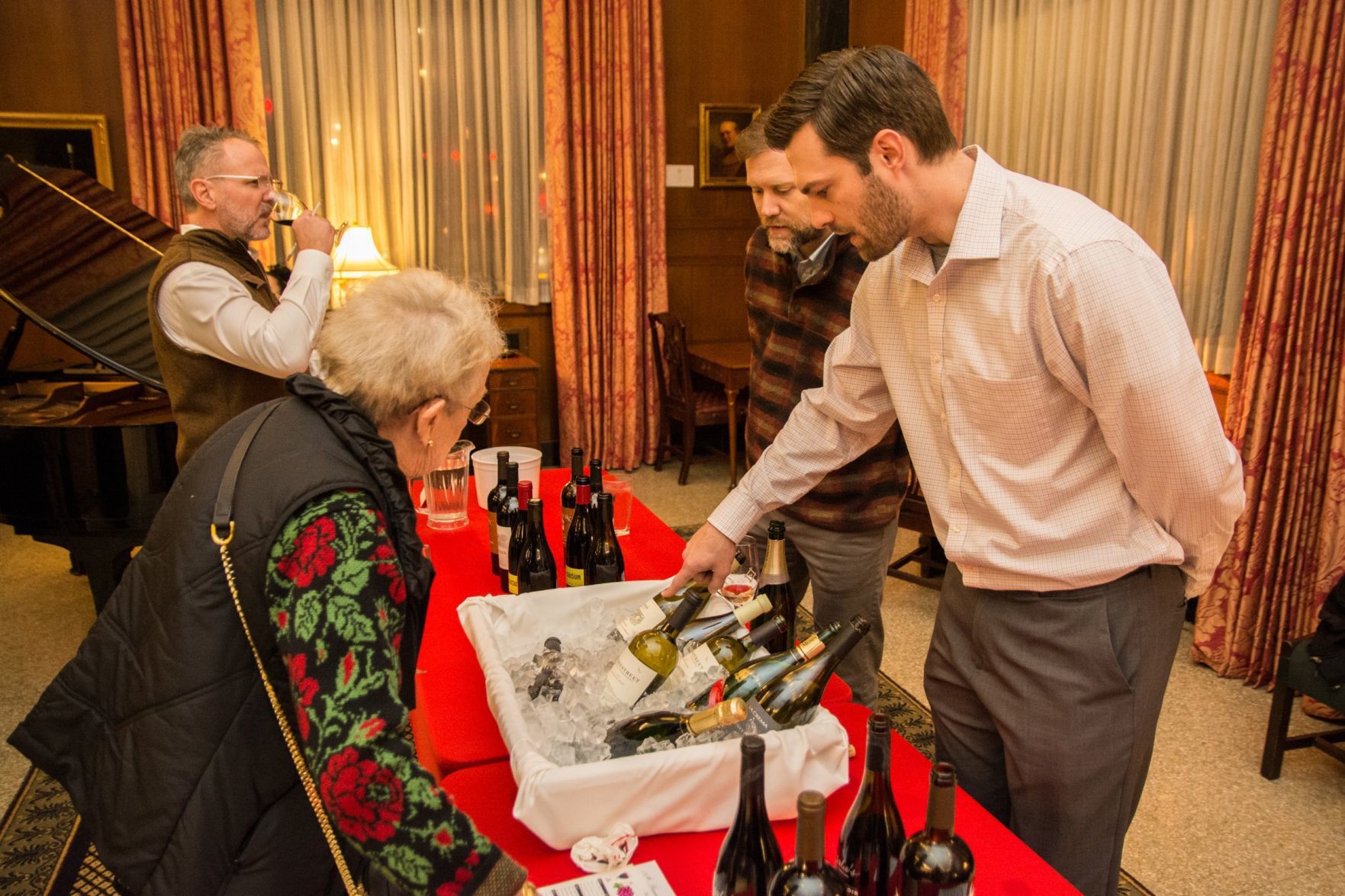 Attendees sample wines from Major Brands